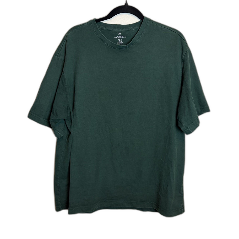 H&M Dark Green Cotton T Shirt Size XL Men